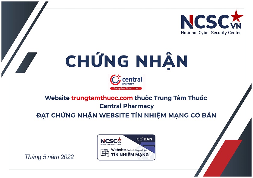Công bố | Trung Tâm Thuốc Central Pharmacy đã đạt chứng nhận Website Tín nhiệm mạng cơ bản